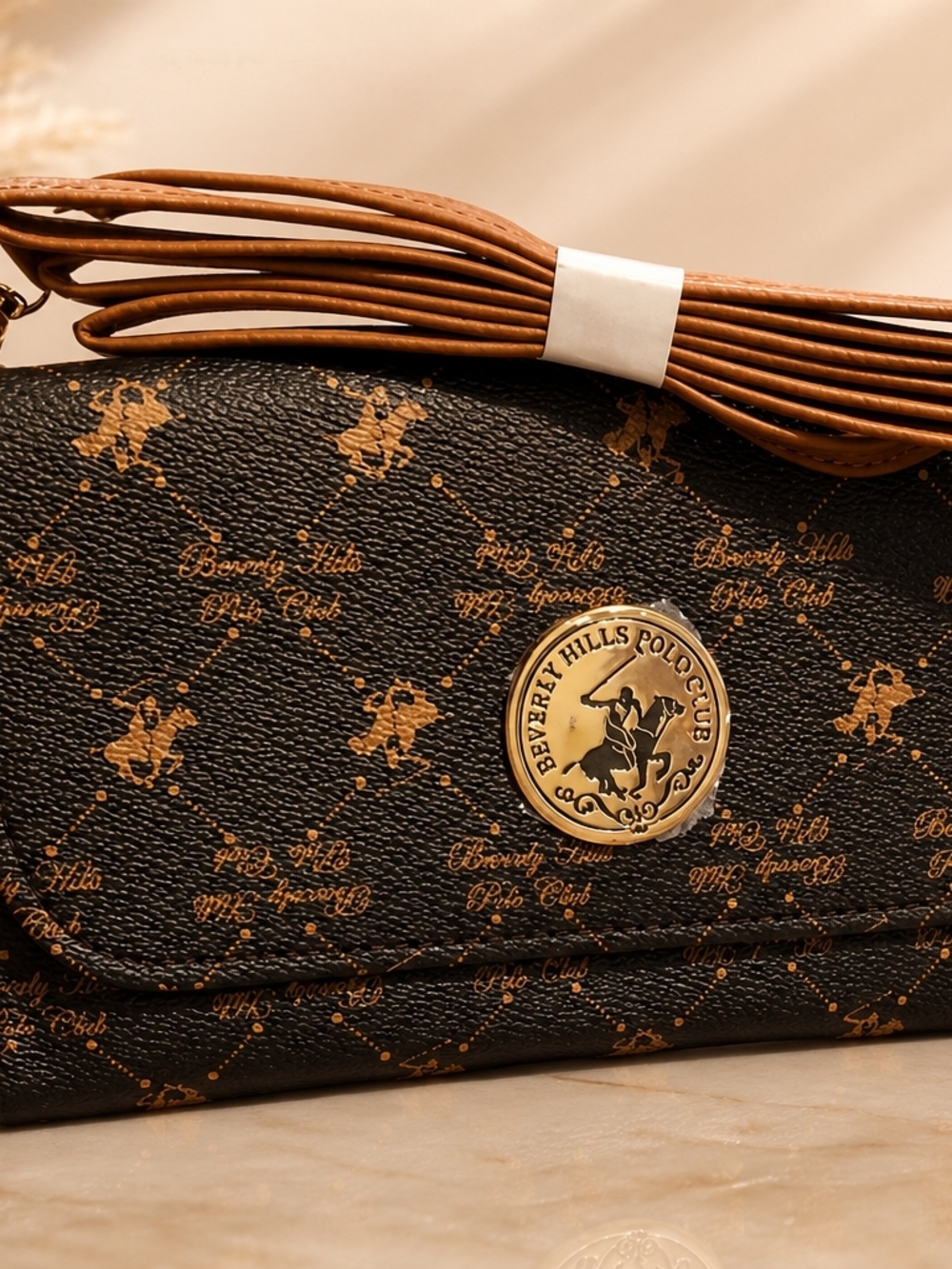 Beverly Hills Polo Club-BHPC Brown Logo Crossbody & Wristlet NWT